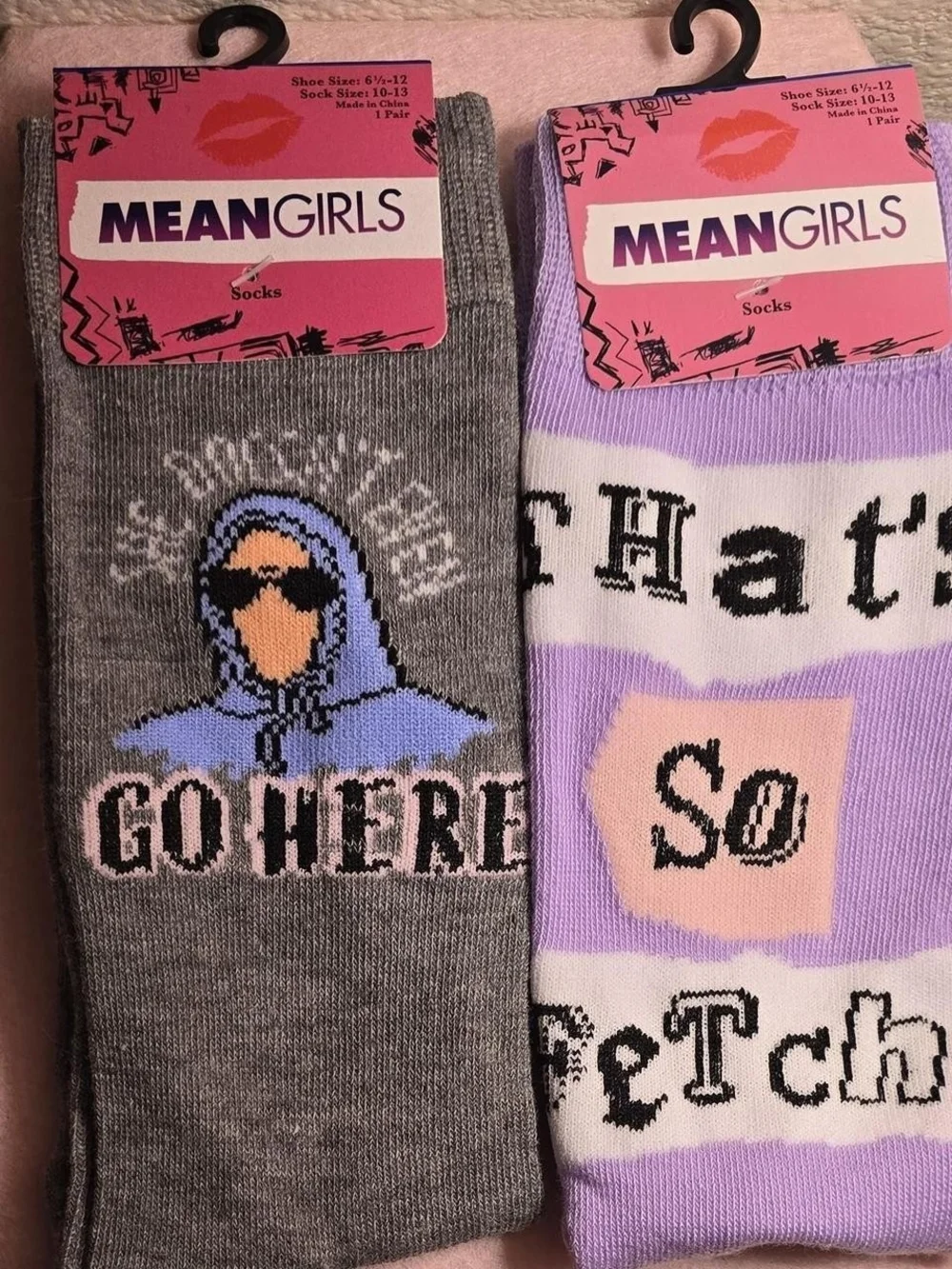 Mean Girls Graphic Sock Duo - Gray & Lavender Y2k